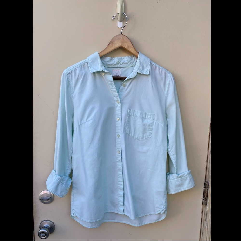 Gap Perfect Oxford Button Down Mint Green Shirt Size Med